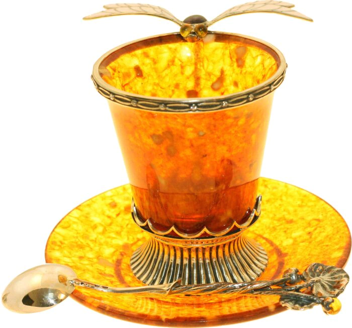 Coffee set made of amber "Dragonfly"