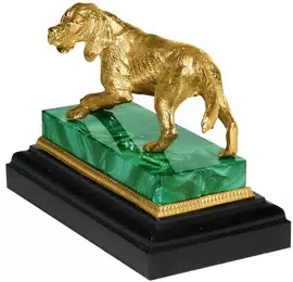 Bronze statuette "Dog" on a malachite stand