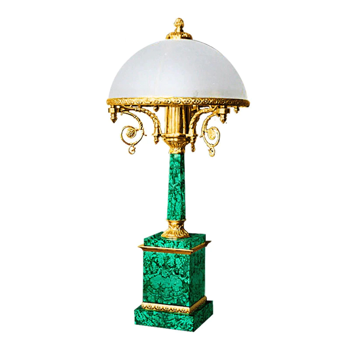 Table lamp "Column" made of malachite