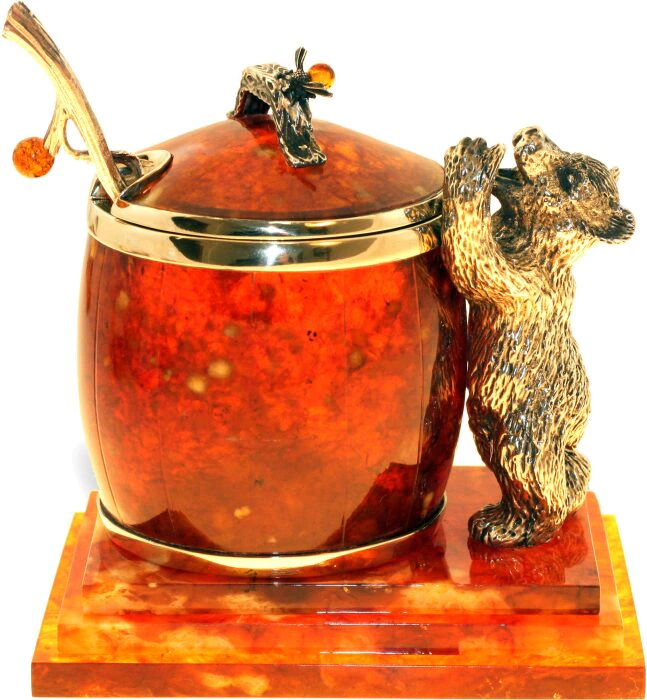 Honey bowl made of amber "Honey bear"