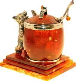 Медовница из янтаря "Медовый медведь"
