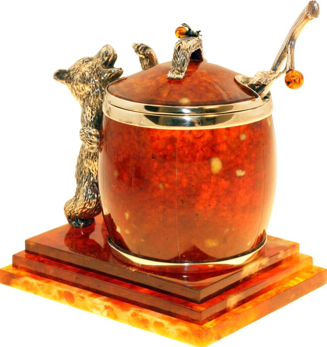 Honey bowl made of amber "Honey bear"
