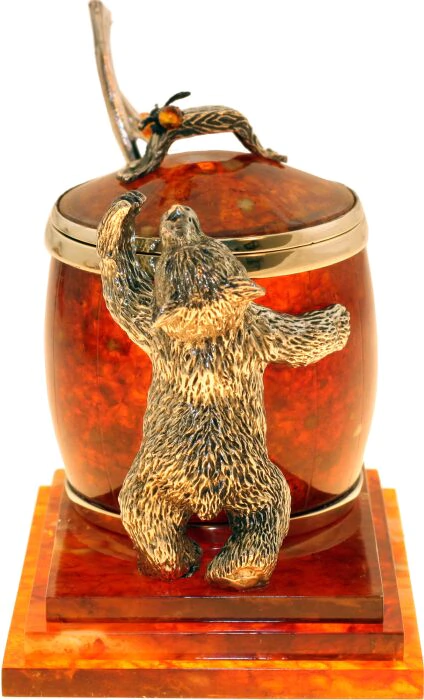 Honey bowl made of amber "Honey bear"