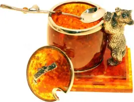 Медовница из янтаря "Медовый медведь"