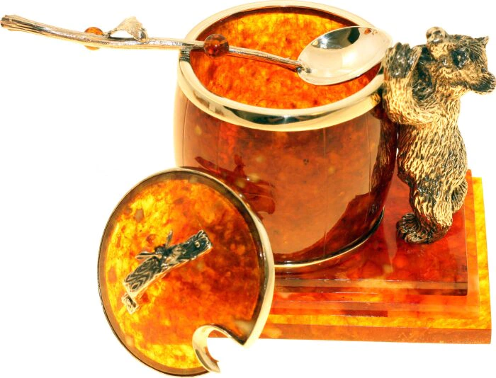 Honey bowl made of amber "Honey bear"