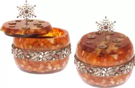 Шкатулка из янтаря "Зима"