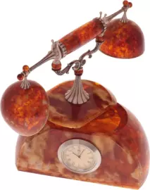 Шкатулка из янтаря "Старинный телефон"