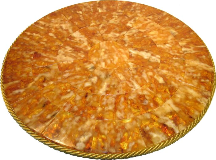 Table top (tray) made of amber