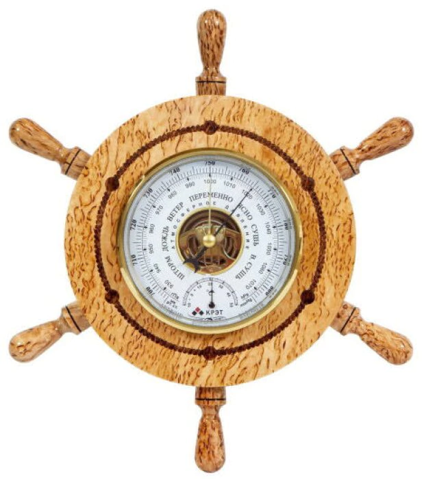 Steering wheel barometer with thermometer, wall mounted