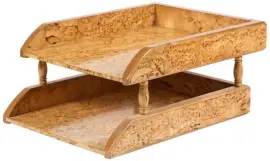 Лоток для бумаги двухъярусный, карельская береза Лоток для бумаги двухъярусный, карельская береза