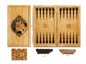 Backgammon made of Karelian birch "Lynx" small, inlaid