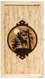 Нарды из карельской березы "Лось" малые, с инкрустацией