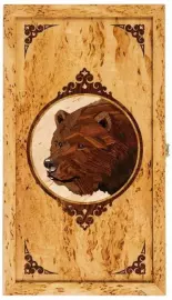 Нарды из карельской березы "Медведь" малые, с инкрустацией