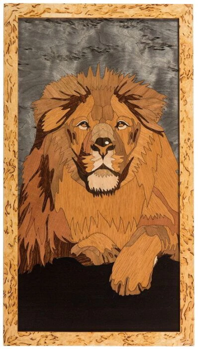 Backgammon made of Karelian birch "Lion" small, inlaid