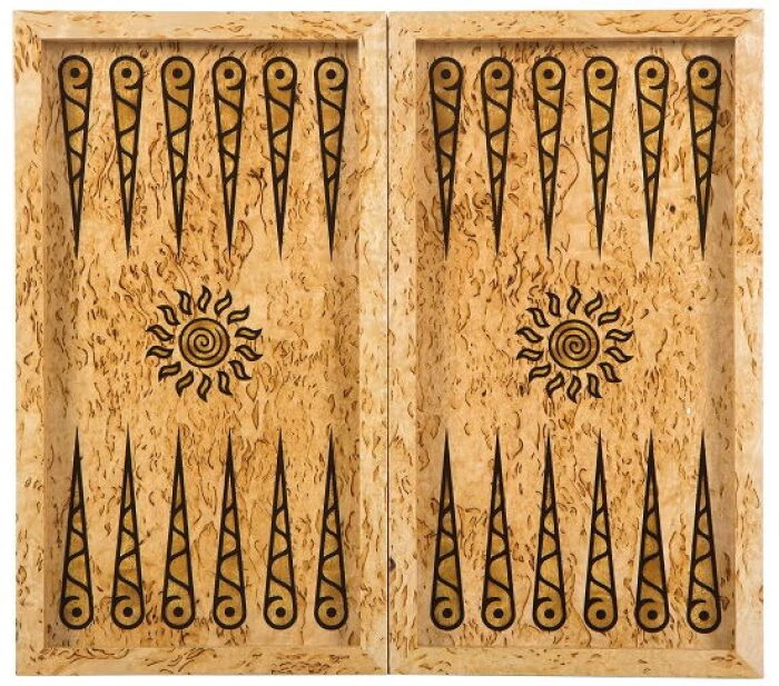 Backgammon made of Karelian birch "Lion" small, inlaid
