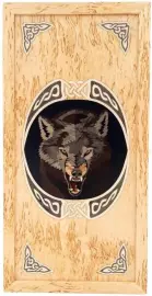 Нарды из карельской березы "Волк" малые, с инкрустацией