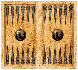 Нарды из карельской березы "Волк" малые, с инкрустацией