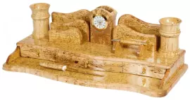 Прибор письменный с флагштоком, карельская береза