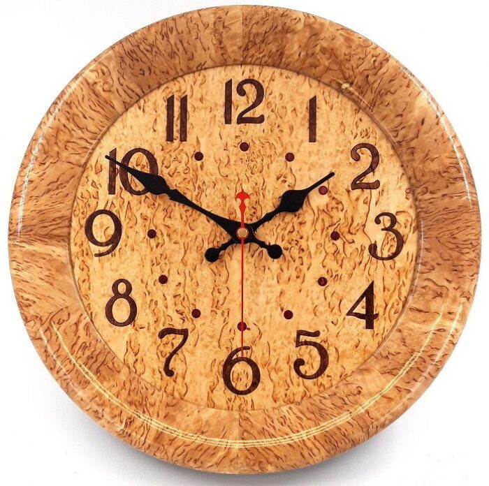 Round wall clock D=360 (Karelian birch)