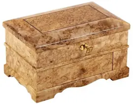 Шкатулка с зеркалом для ювелирных украшений, карельская береза