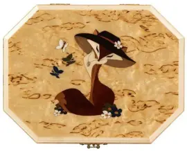 Шкатулка с инкрустацией "Лисичка" карельская береза