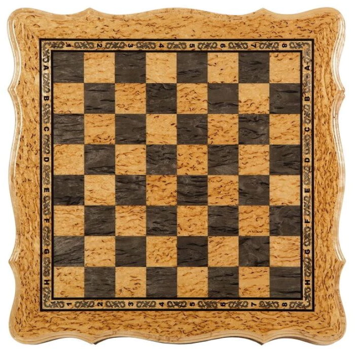 Karelian birch chess set with curly edges