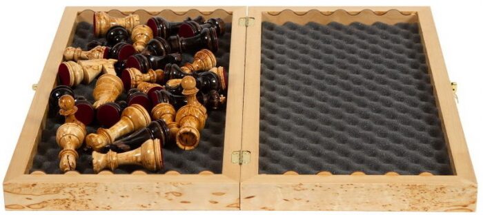Folding chessboard made of Karelian birch