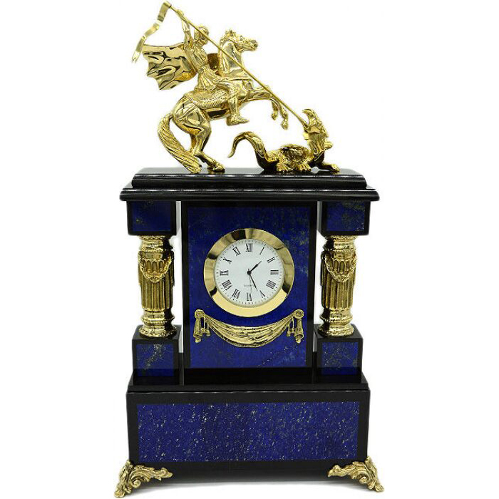 Mantel clock "Antiquity. St. George the Victorious" lapis lazuli