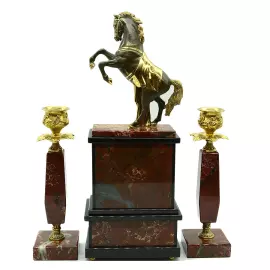 Набор для камина "Конь с попоной" яшма