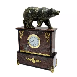 Mantel clock "Baroque. Bear" (crenoid, dolerite)