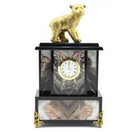 Каминные часы "Медвежонок" яшма