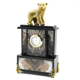 Каминные часы "Медвежонок" яшма