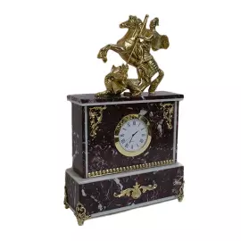 Mantel clock "Baroque. St. George the Victorious" crenoid, dolerite