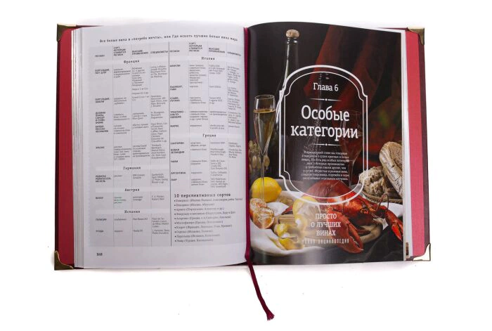 Leather-bound encyclopedia "Just about the best wines" in a set with glasses "Flower"