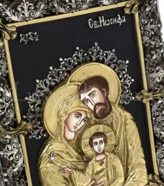 Икона с художественным литьём "Святое семейство" малая