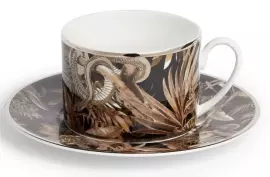 Чашка с блюдцем для кофе "Tropical Jungle Black"