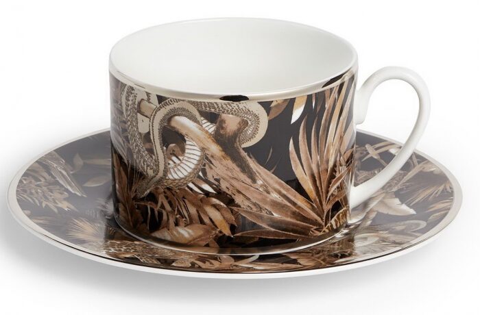 Чашка с блюдцем для кофе "Tropical Jungle Black"