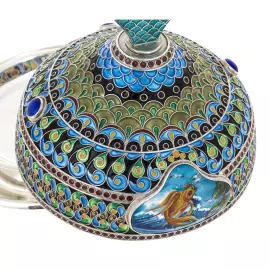 Икорница "Золотая рыбка. Рыбка" финифть