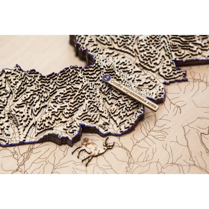 Map of the Leopard Land National Park made of wood, to order
