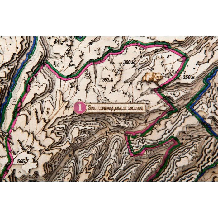 Map of the Leopard Land National Park made of wood, to order