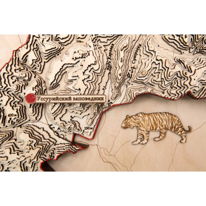 Map of the Leopard Land National Park made of wood, to order