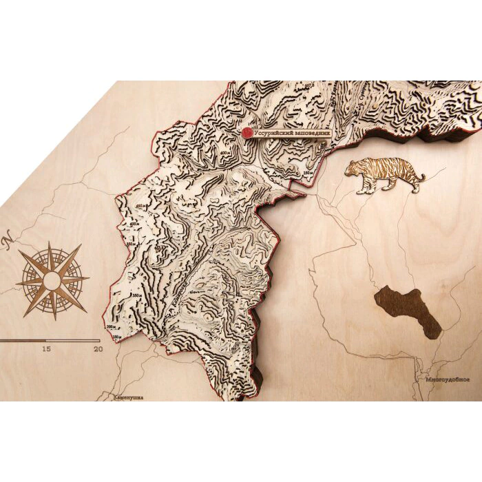 Map of the Leopard Land National Park made of wood, to order