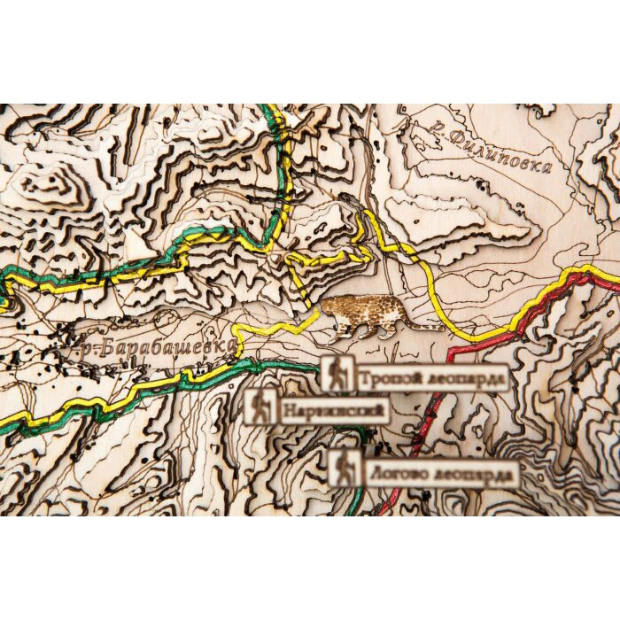 Map of the Leopard Land National Park made of wood, to order