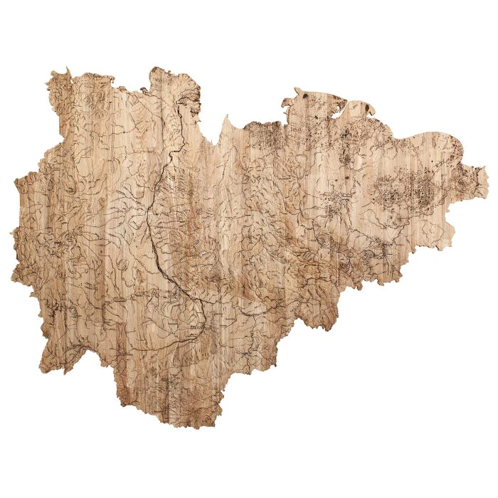 Map of the Republic of Sakha (Yakutia) made of wood, to order