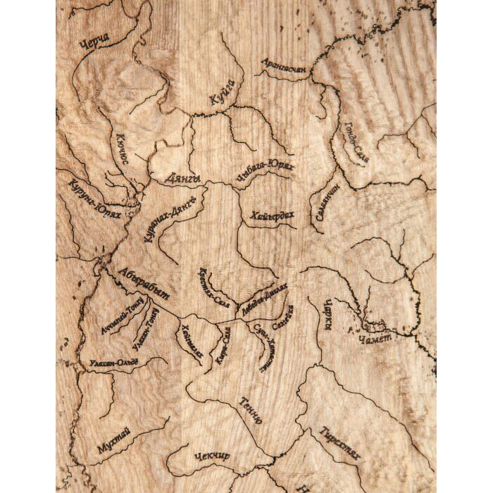 Map of the Republic of Sakha (Yakutia) made of wood, to order