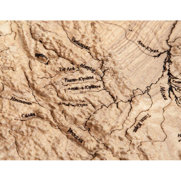 Map of the Republic of Sakha (Yakutia) made of wood, to order