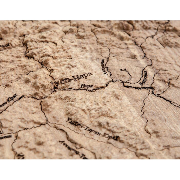 Map of the Republic of Sakha (Yakutia) made of wood, to order
