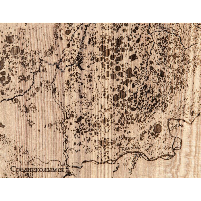 Map of the Republic of Sakha (Yakutia) made of wood, to order