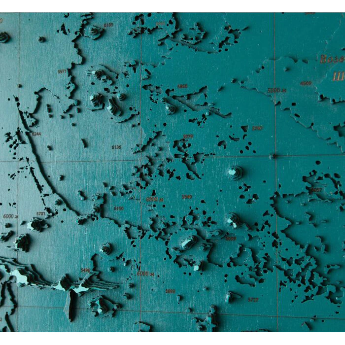 Map of the Northwestern Pacific Ocean made of wood, to order