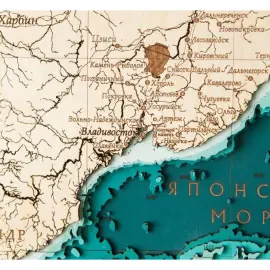 Карта северо-западной части Тихого океана из дерева, на заказ Карта северо-западной части Тихого океана из дерева, на заказ